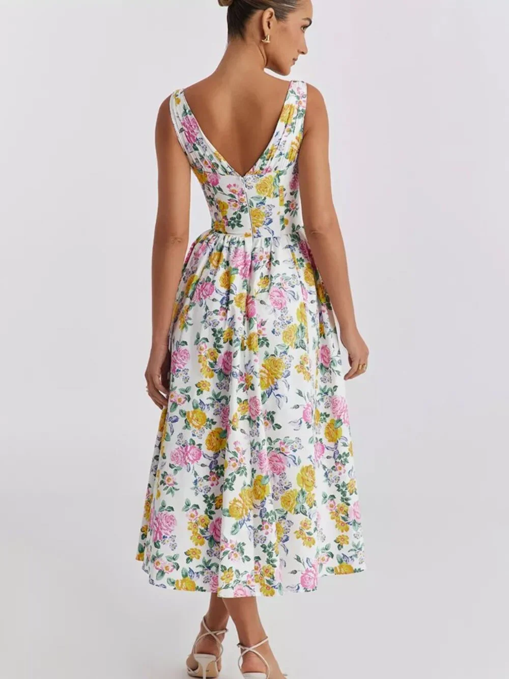V-Neck Sleeveless Midi Dress - Picture 2 of 16